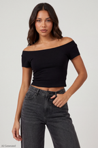 Luxe Heavy Cotton Off Shoulder T-Shirt
