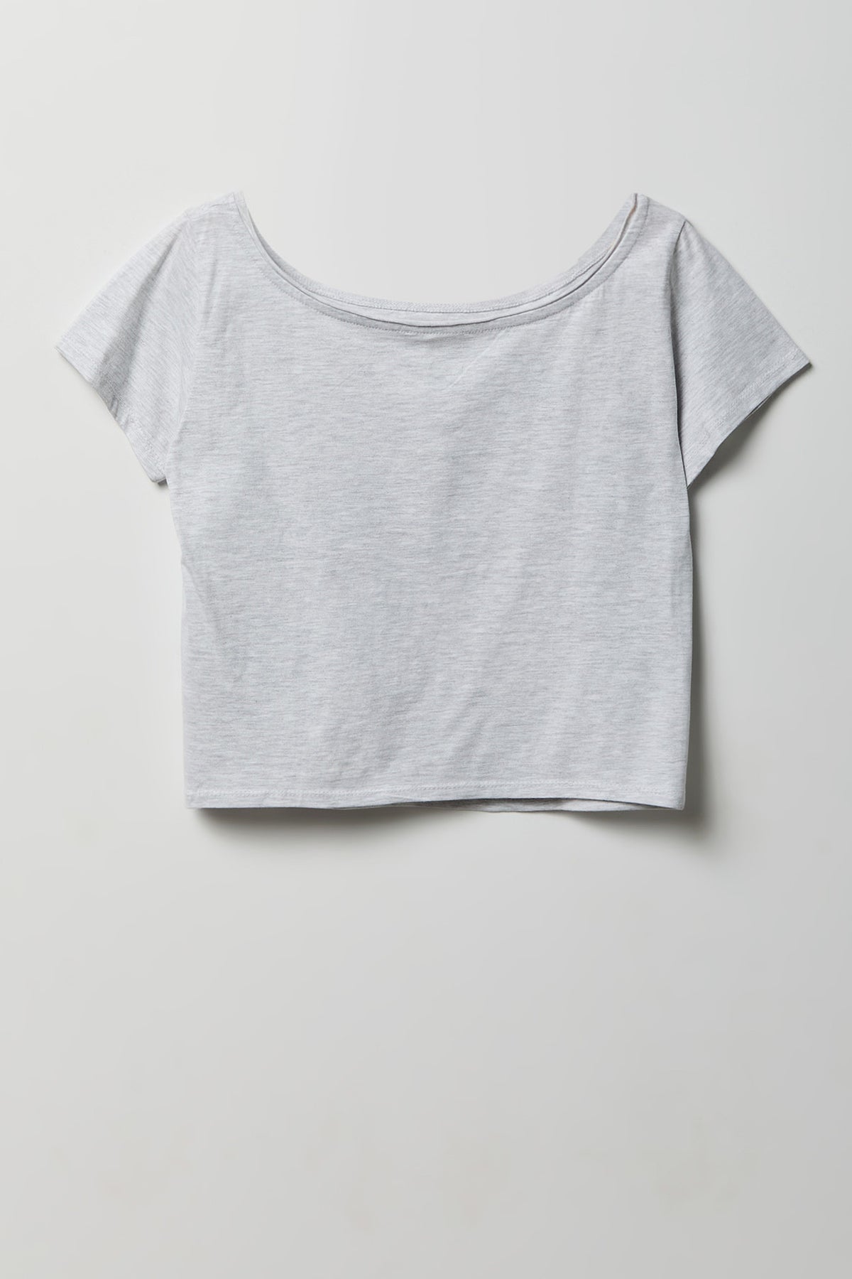 Luxe Heavy Cotton Off Shoulder T-Shirt - Heather Grey