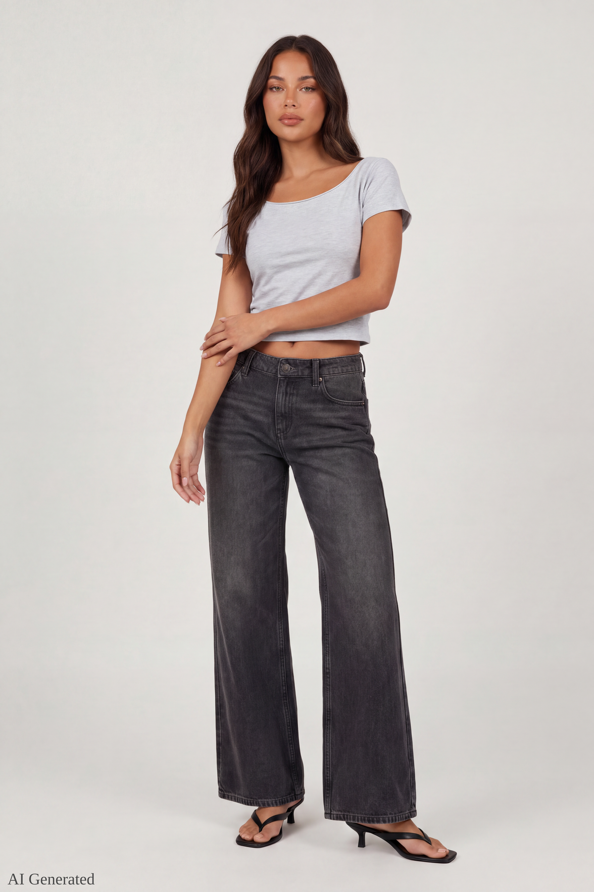 Alt View 2. Luxe Heavy Cotton Off Shoulder T-Shirt - Heather Grey