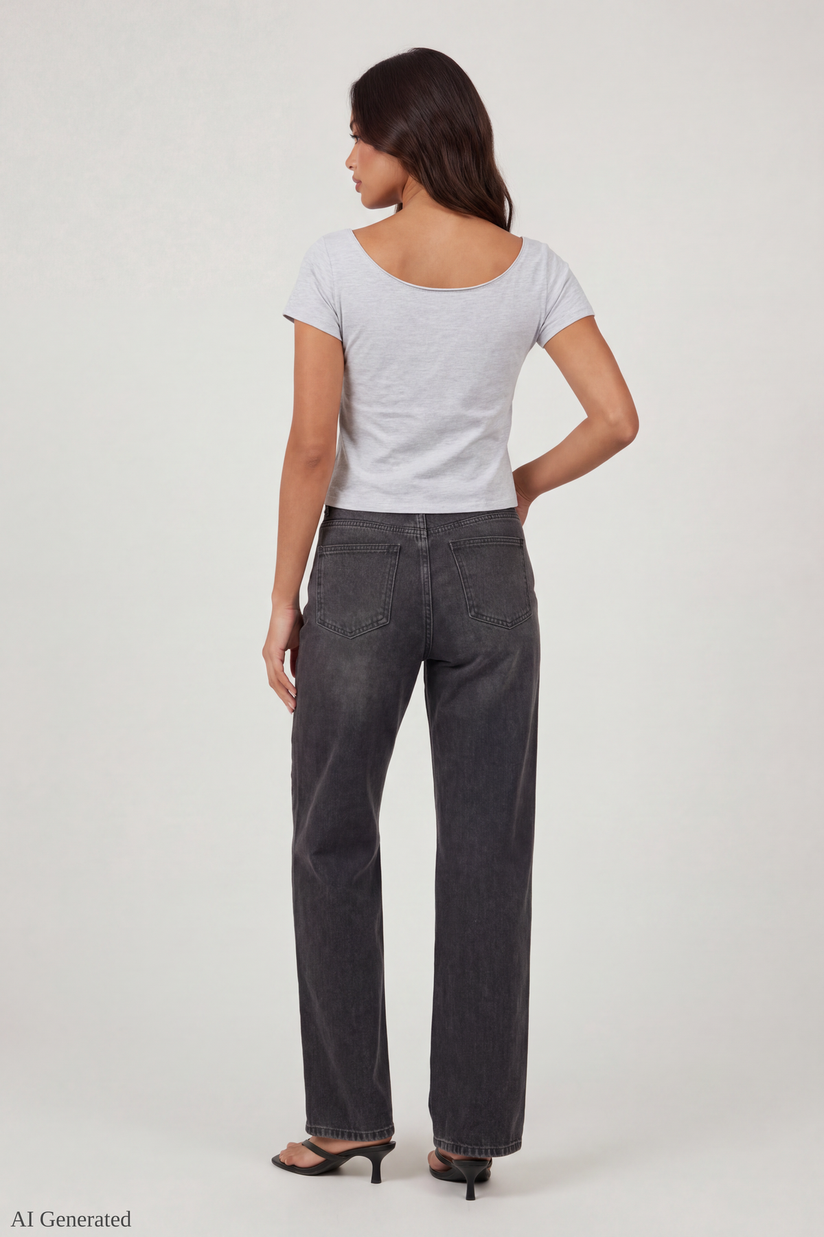 Alt View 3. Luxe Heavy Cotton Off Shoulder T-Shirt - Heather Grey