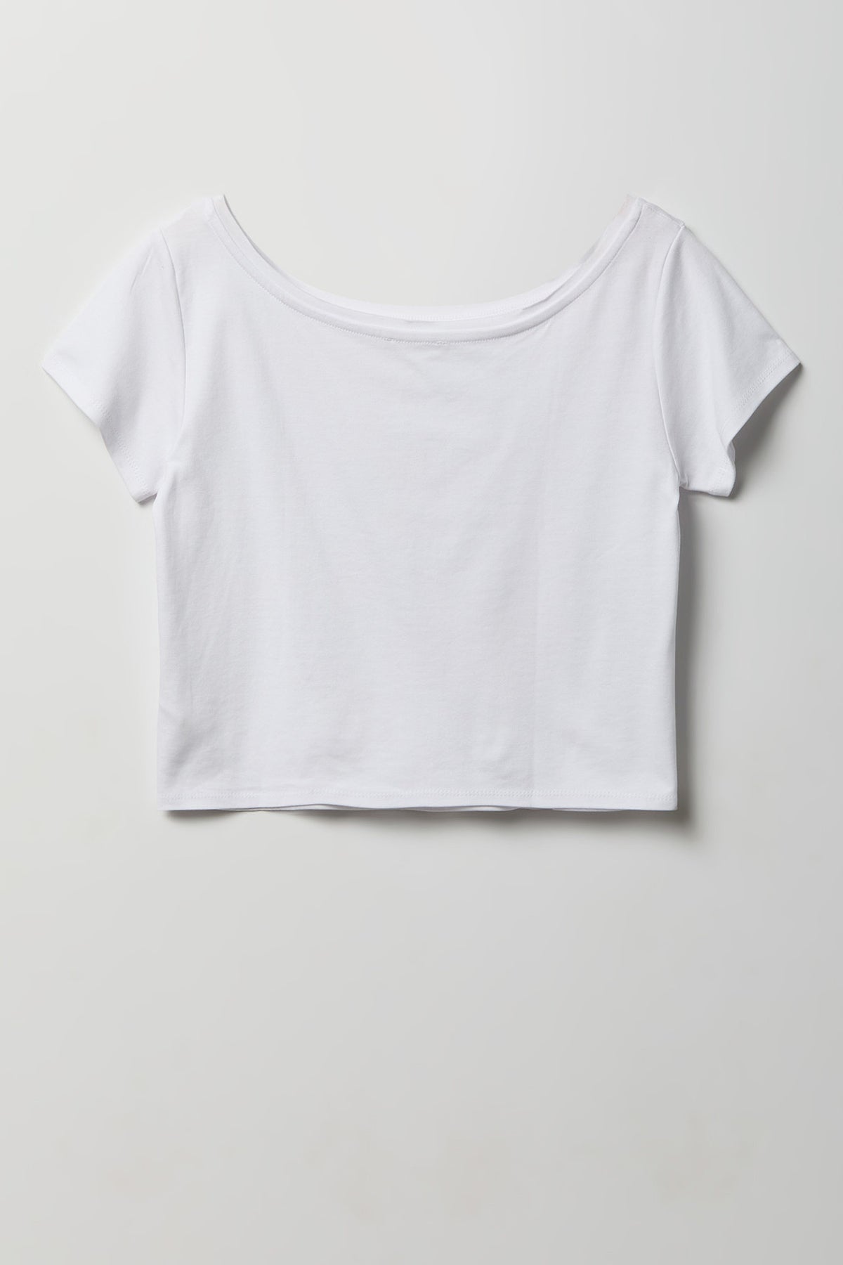 Luxe Heavy Cotton Off Shoulder T-Shirt - White