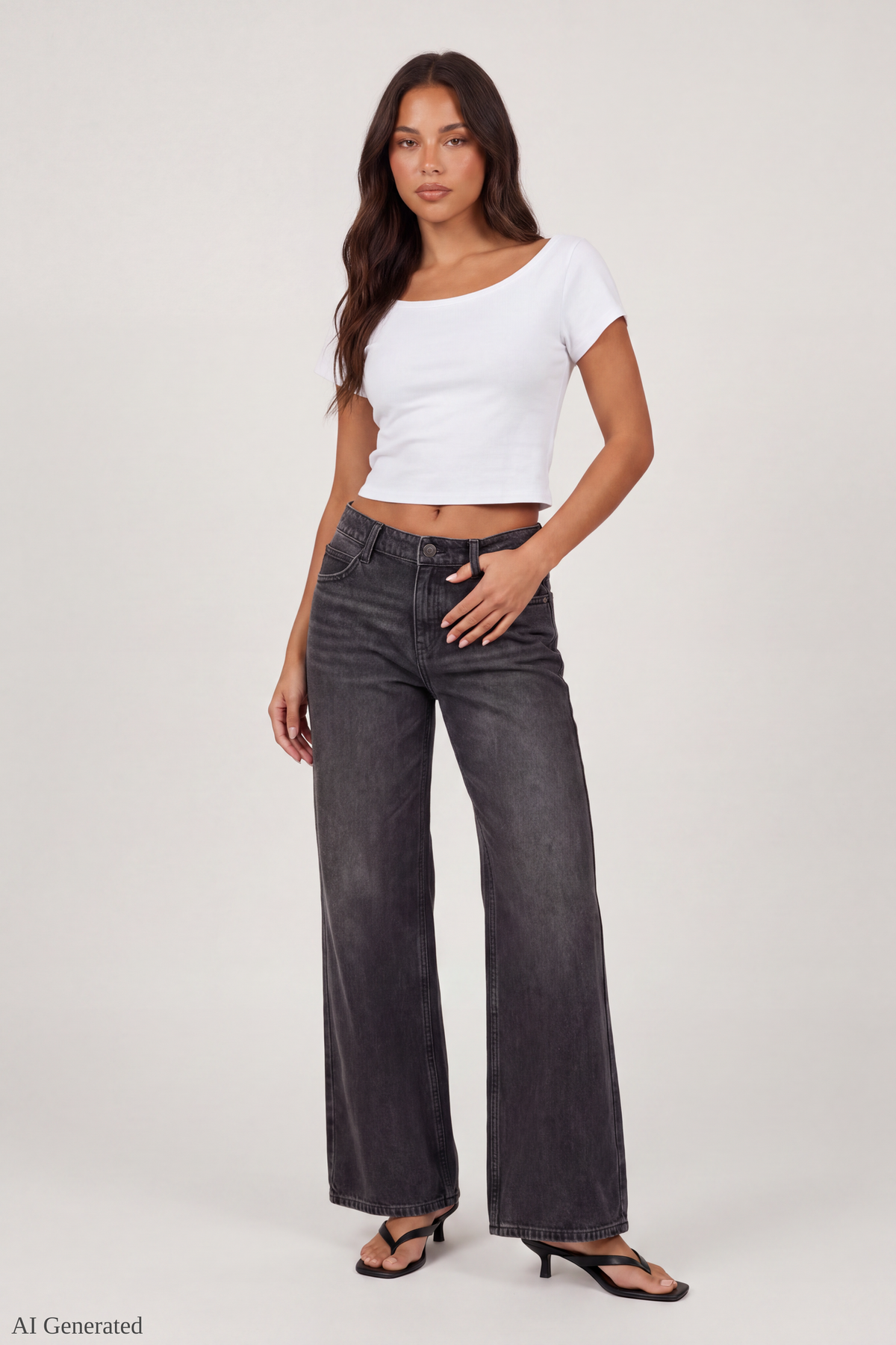 Alt View 2. Luxe Heavy Cotton Off Shoulder T-Shirt - White