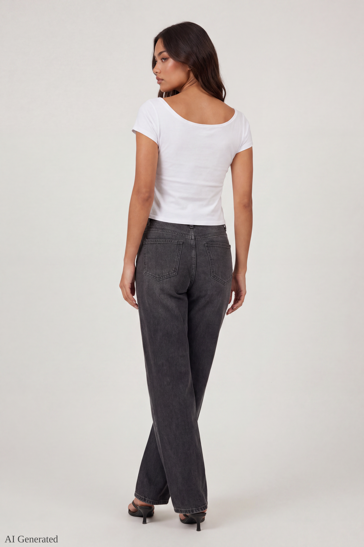 Alt View 3. Luxe Heavy Cotton Off Shoulder T-Shirt - White