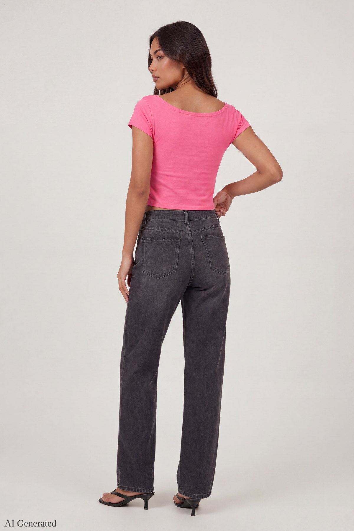 Alt View 3. Luxe Heavy Cotton Off Shoulder T-Shirt - Pink