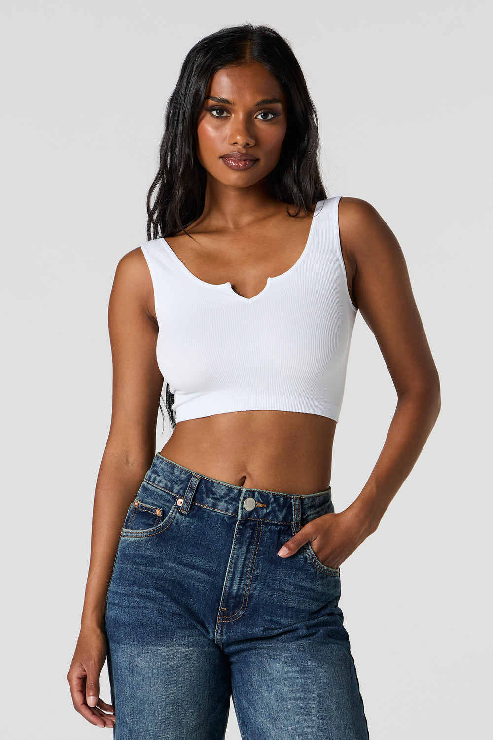 Seamless Scoop Neck Notch Cropped Tank Seamless Scoop Neck Notch Cropped Tank 8