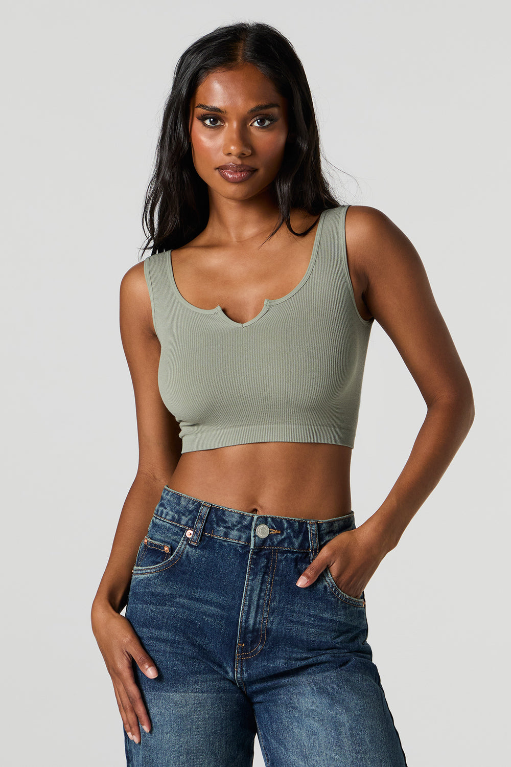 Seamless Scoop Neck Notch Cropped Tank Seamless Scoop Neck Notch Cropped Tank 1