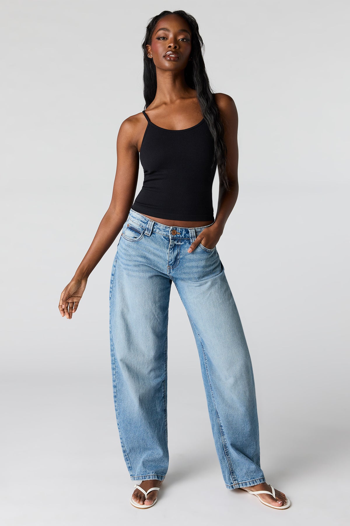 Alt View 3. Braless Seamless Ribbed Scoop Neck Tank - Black