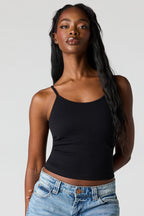 Braless Seamless Ribbed Scoop Neck Tank