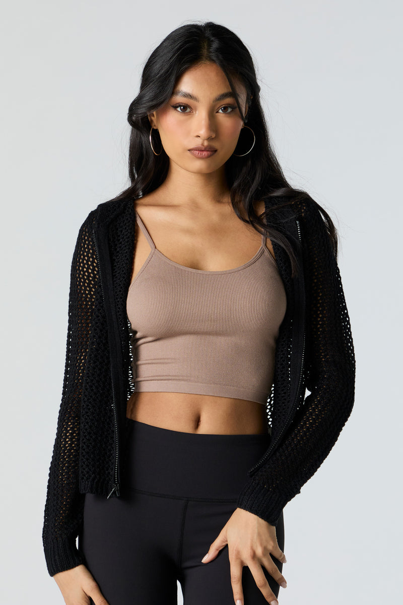 Seamless Ribbed Scoop Neck Cropped Cami