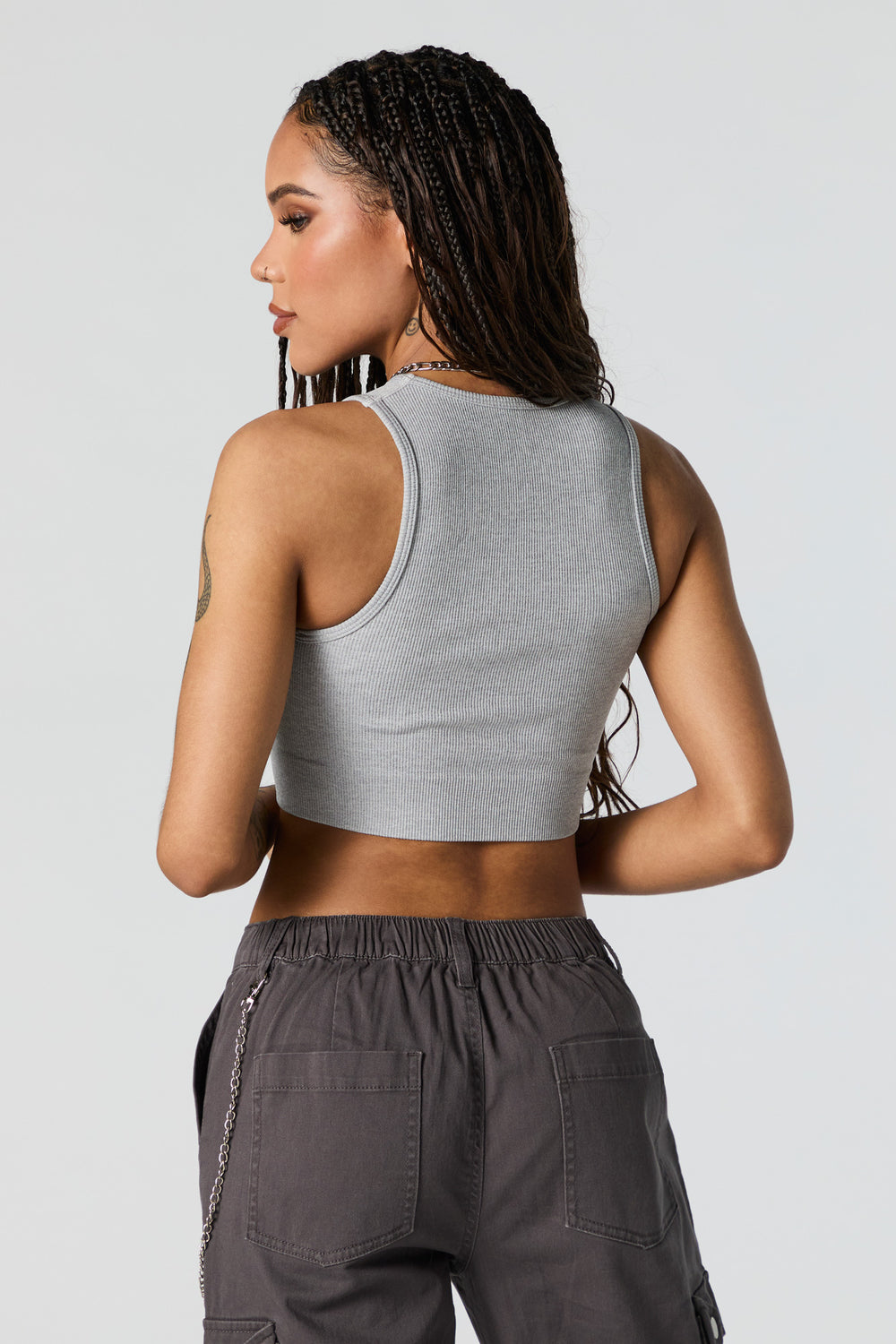 Seamless Ribbed High Neck Cropped Tank Seamless Ribbed High Neck Cropped Tank 14