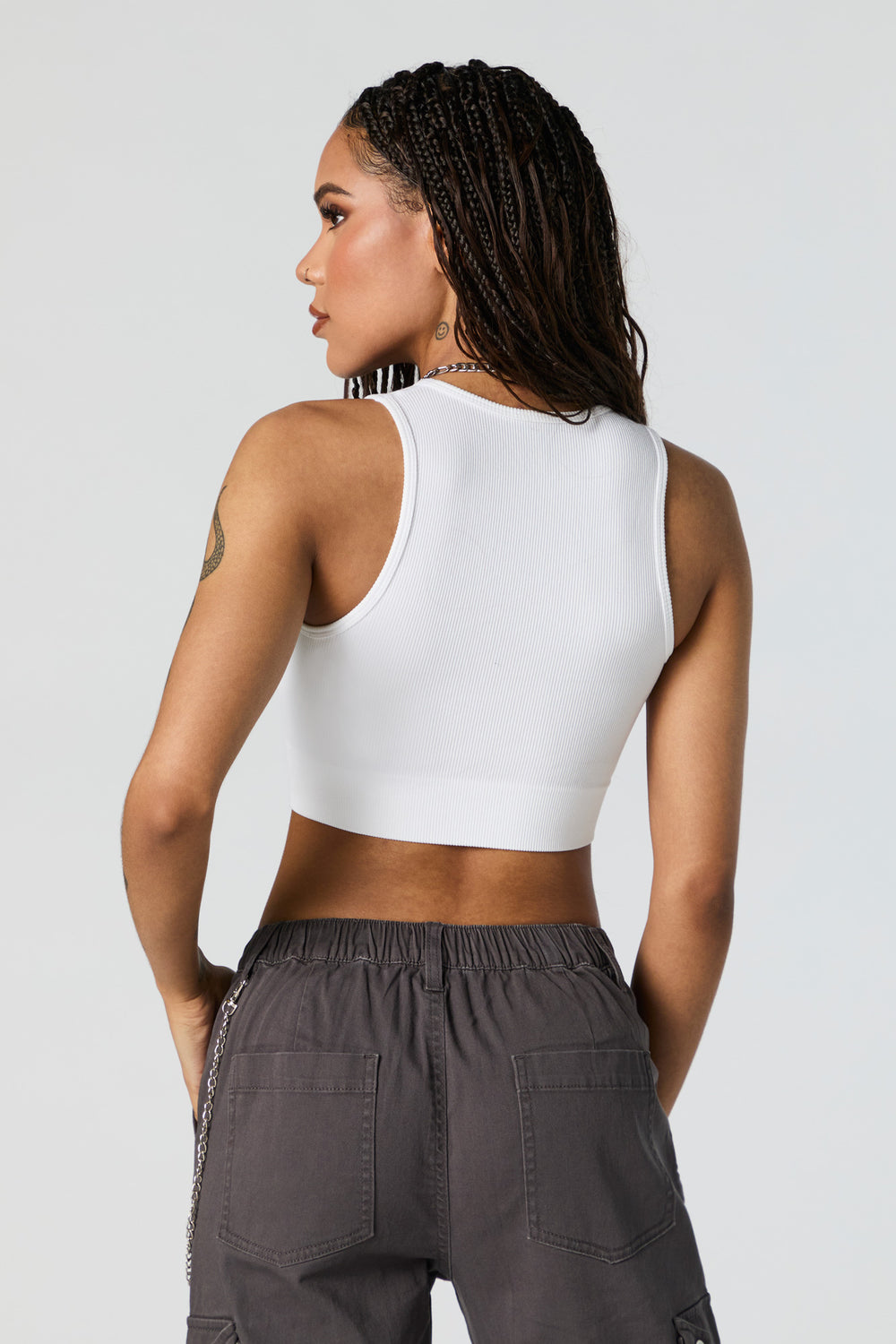 Seamless Ribbed High Neck Cropped Tank Seamless Ribbed High Neck Cropped Tank 5