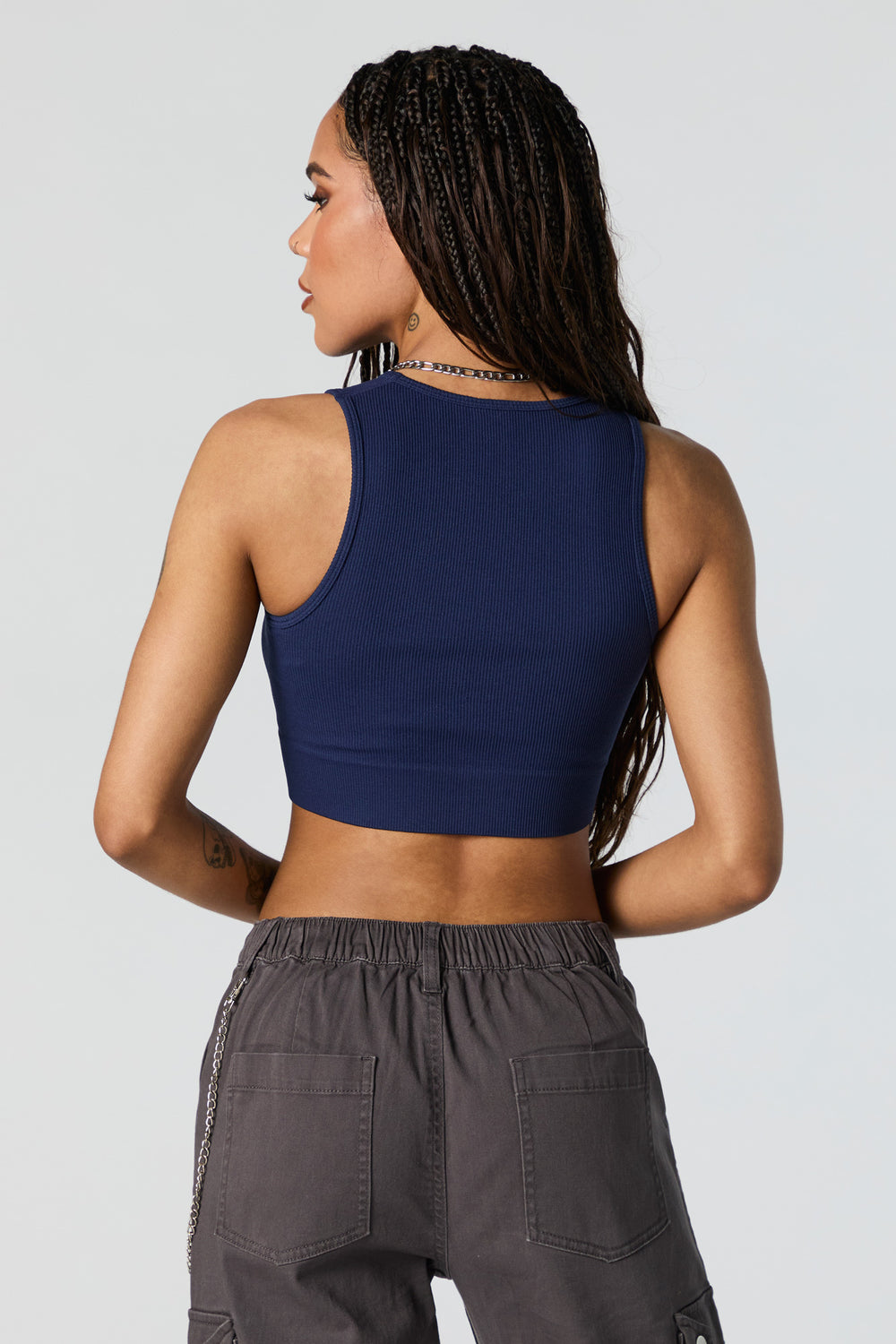 Seamless Ribbed High Neck Cropped Tank Seamless Ribbed High Neck Cropped Tank 17