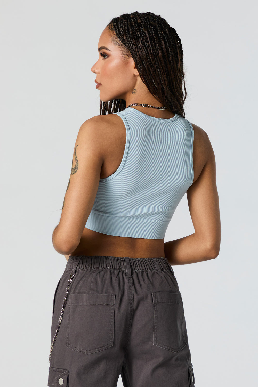 Seamless Ribbed High Neck Cropped Tank Seamless Ribbed High Neck Cropped Tank 2