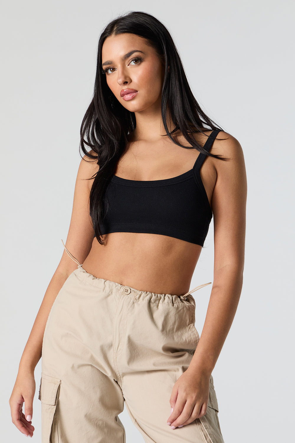 Seamless Ribbed Cropped Tank with Built-In Bra Cups Seamless Ribbed Cropped Tank with Built-In Bra Cups 4