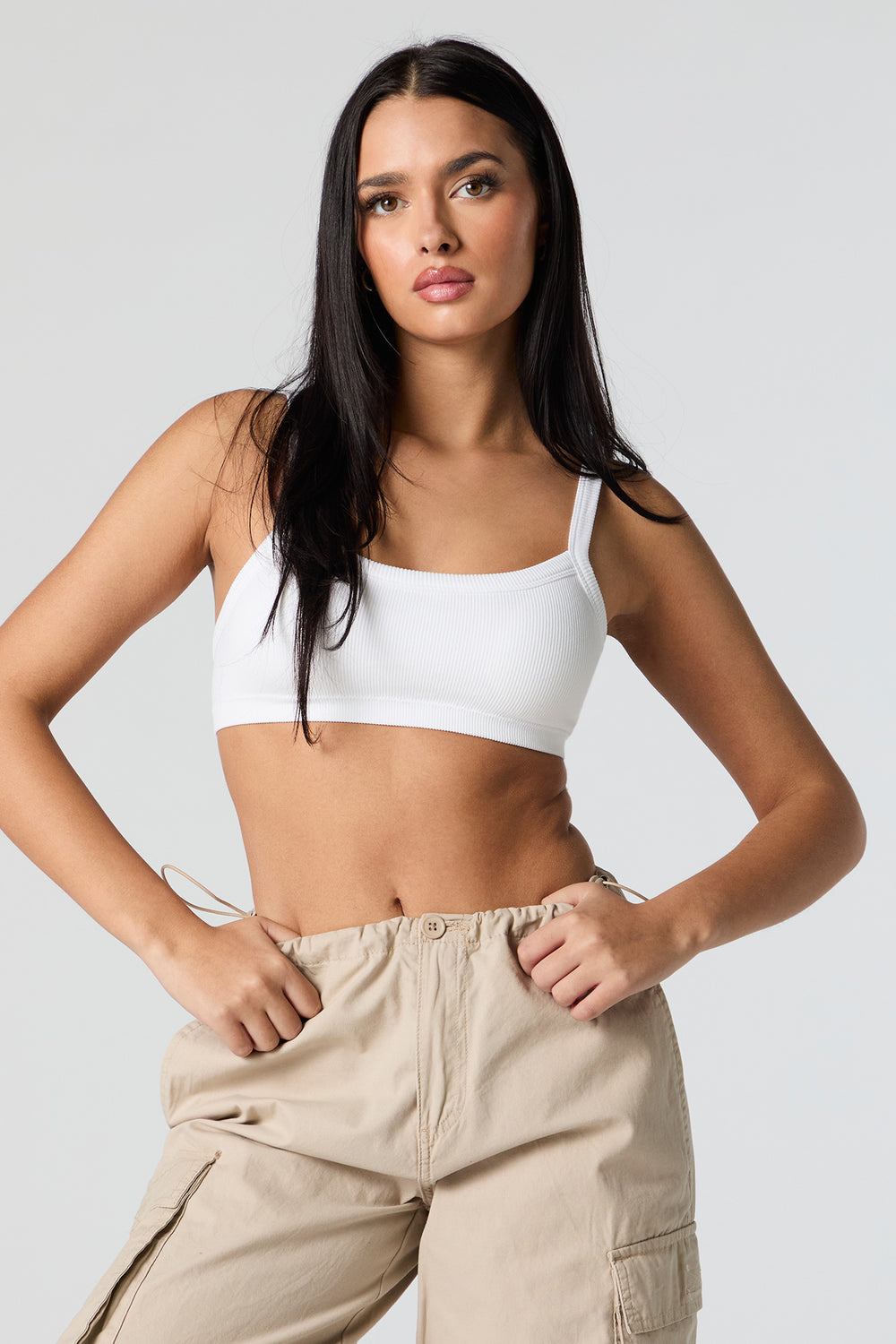 Seamless Ribbed Cropped Tank with Built-In Bra Cups Seamless Ribbed Cropped Tank with Built-In Bra Cups 10