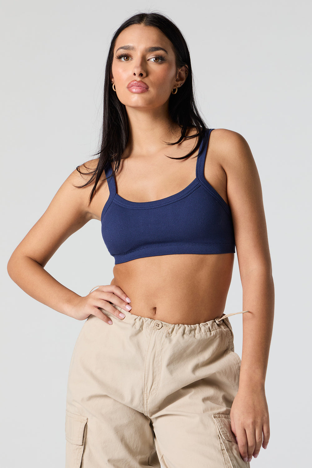 Seamless Ribbed Cropped Tank with Built-In Bra Cups Seamless Ribbed Cropped Tank with Built-In Bra Cups 13