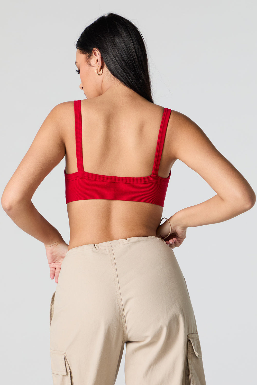 Seamless Ribbed Cropped Tank with Built-In Bra Cups Seamless Ribbed Cropped Tank with Built-In Bra Cups 2