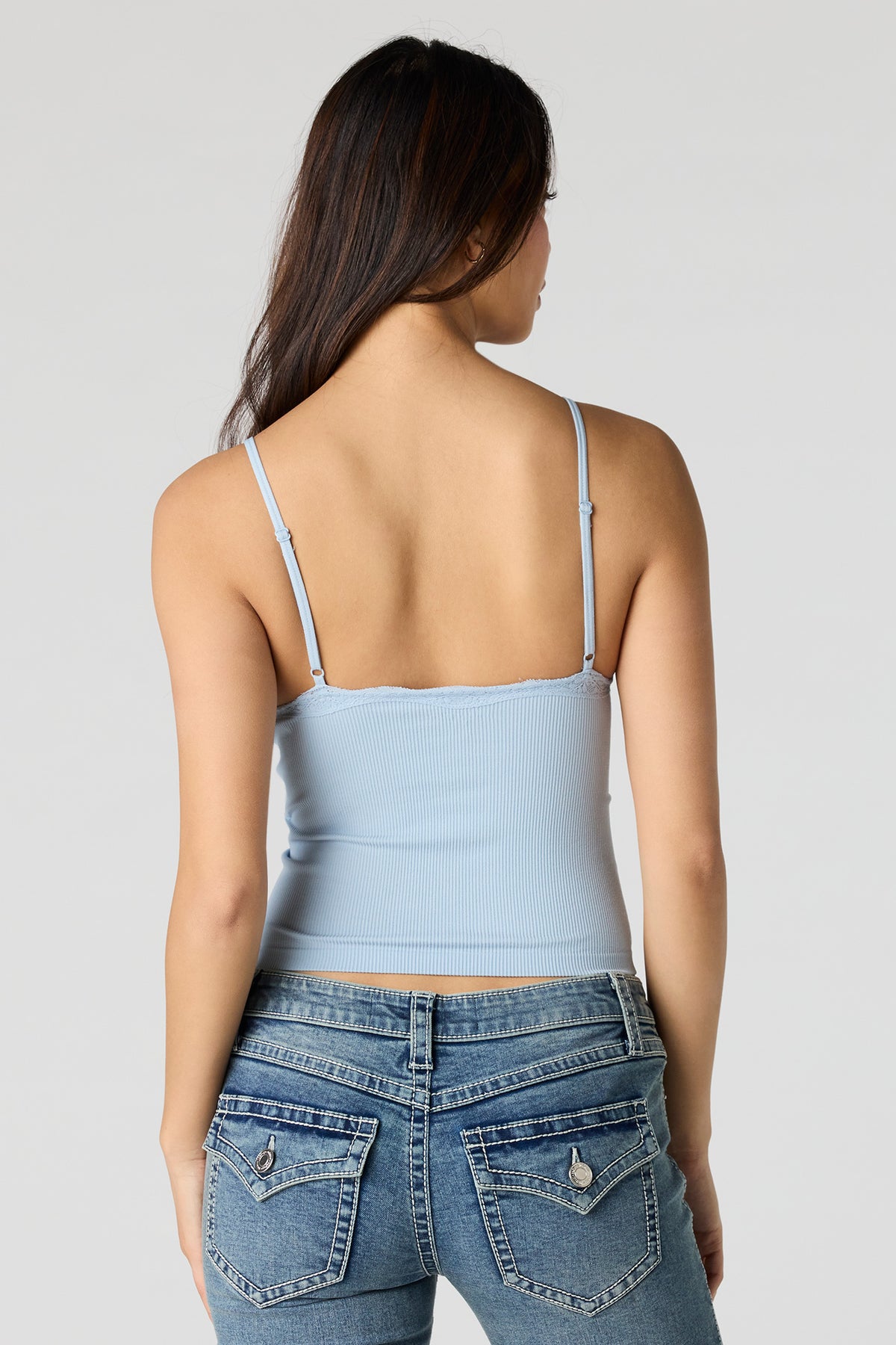 Alt View 2. Seamless Lace Trim Cami - Light Blue
