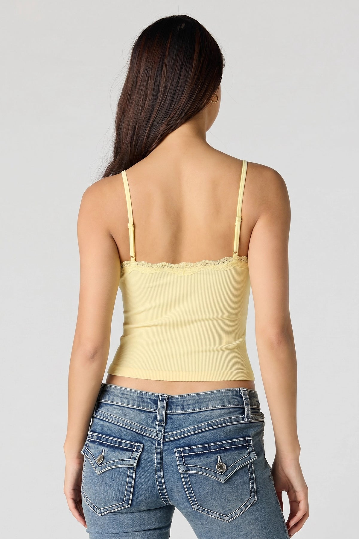 Alt View 2. Seamless Lace Trim Cami - Yellow