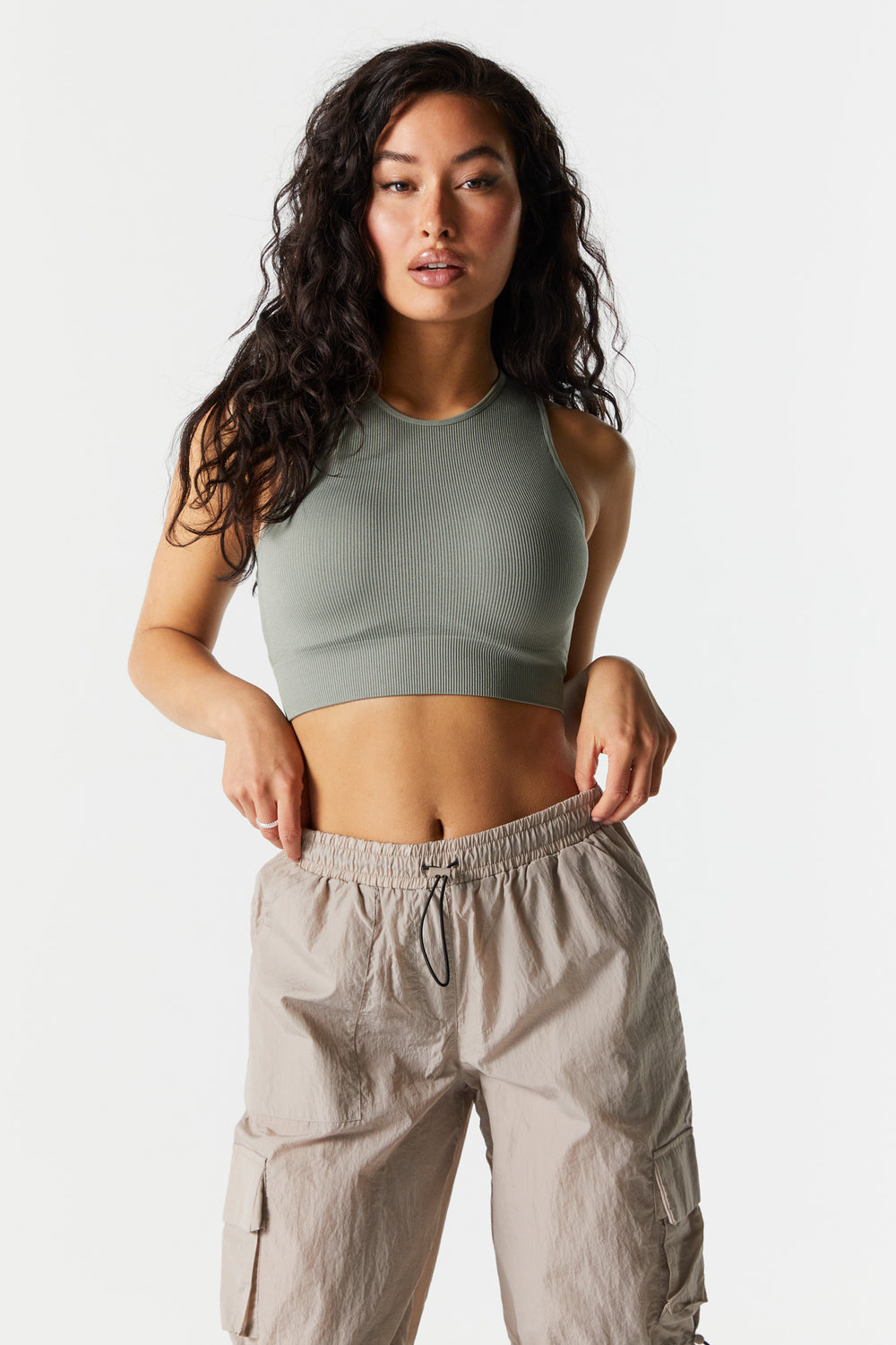 Seamless High-Neck Ribbed Crop Tank Seamless High-Neck Ribbed Crop Tank 4