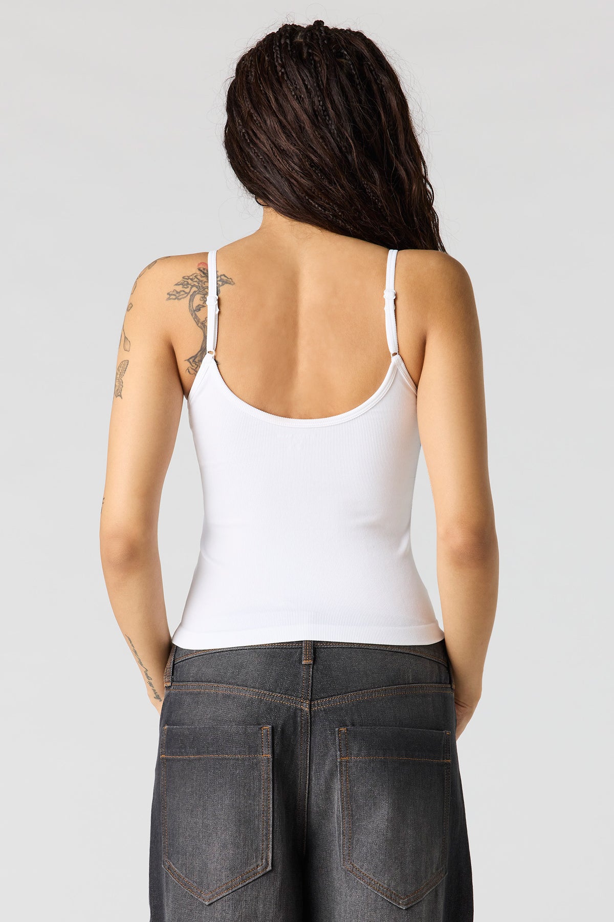 Alt View 2. Braless Seamless Ribbed V-Neck Cami - White