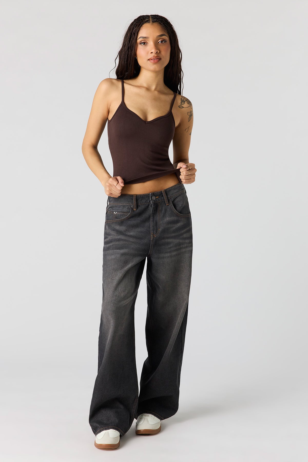 Alt View 3. Braless Seamless Ribbed V-Neck Cami - Brown