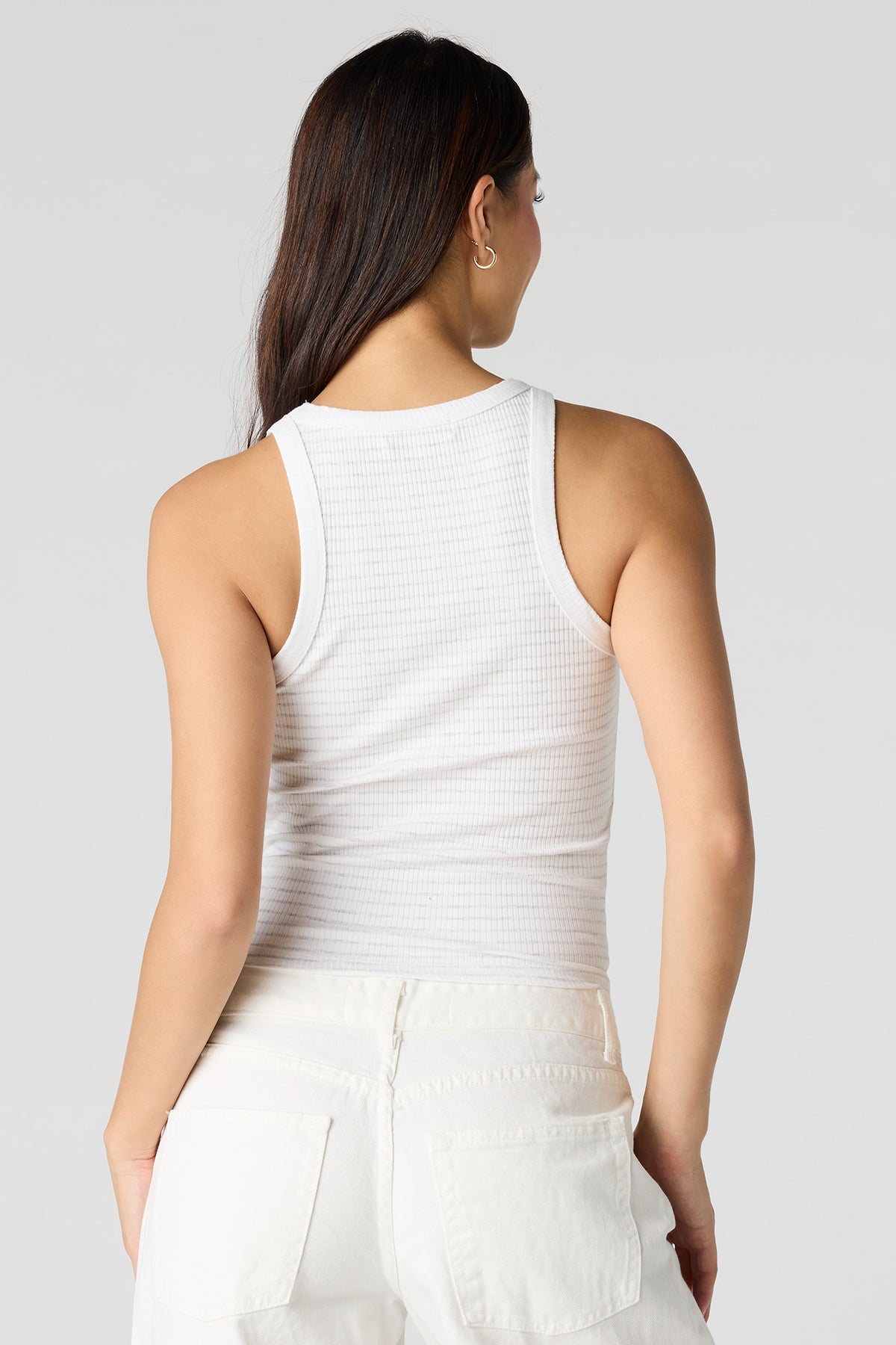 Alt View 2. Ribbed Tank - Light Grey