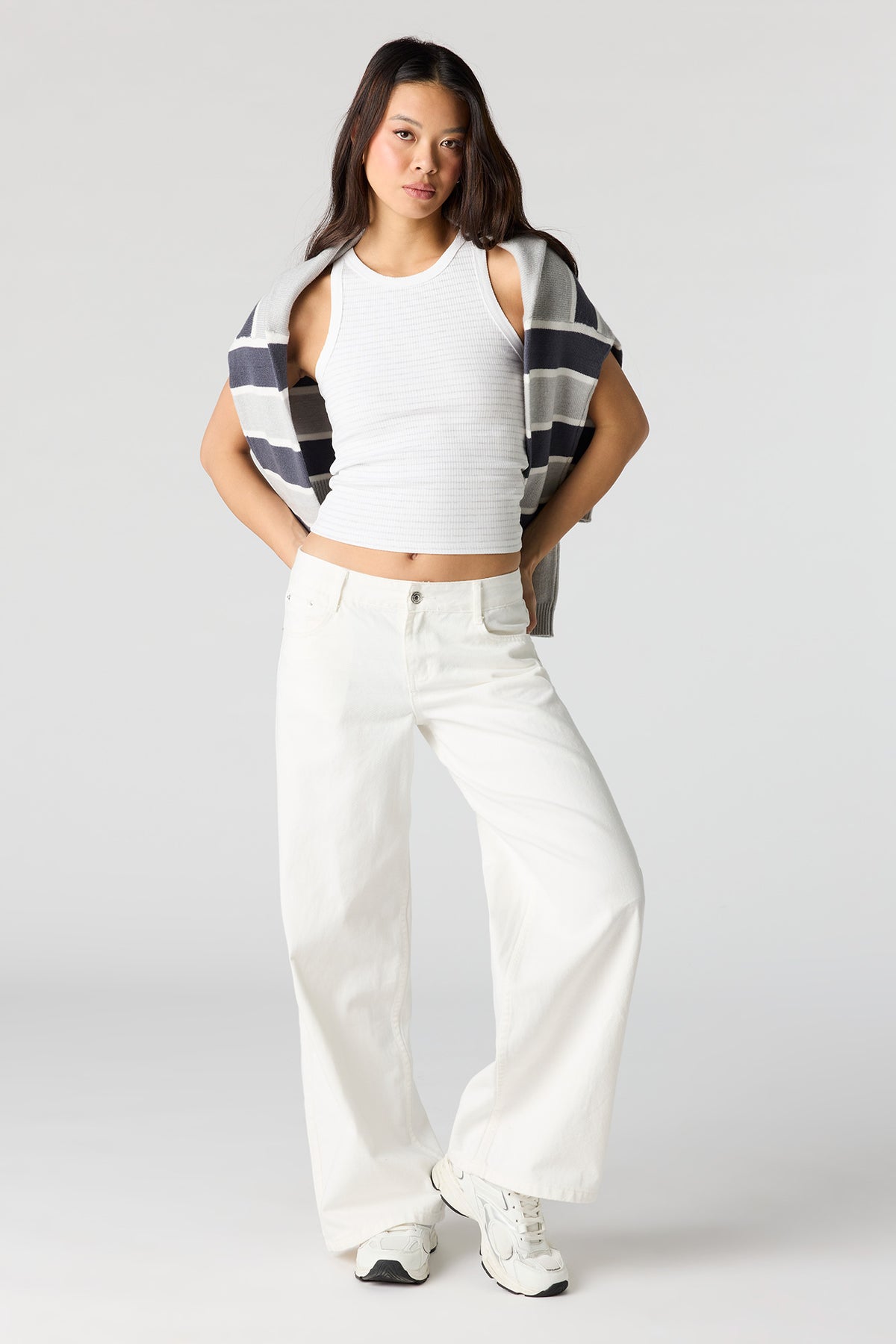 Alt View 3. Ribbed Tank - Light Grey