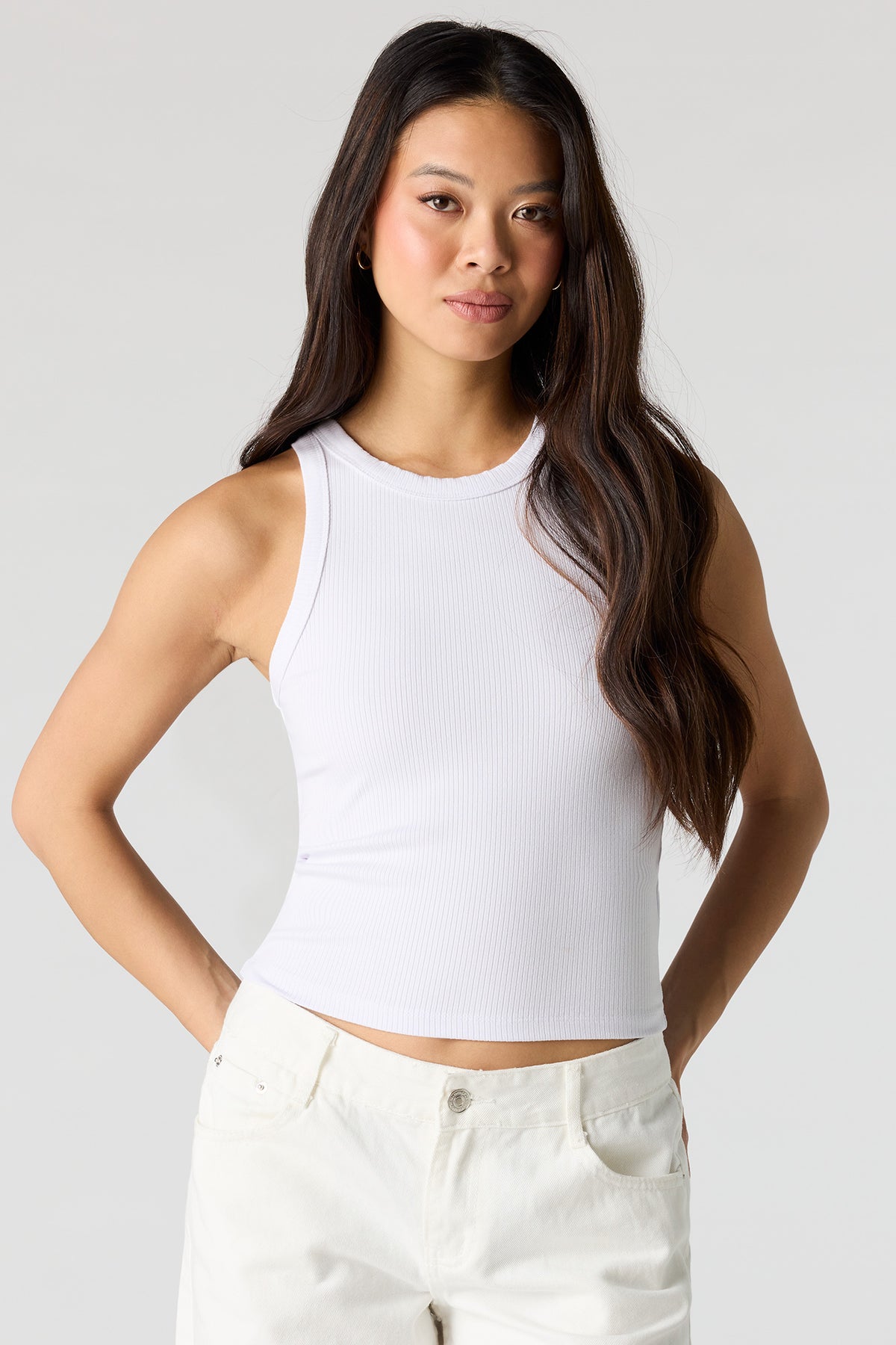 Ribbed Tank - White