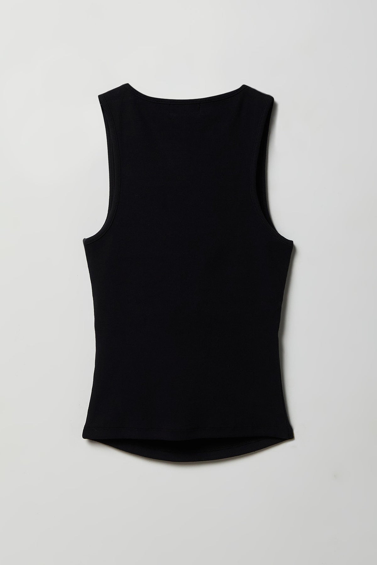Alt View 2. Braless Ribbed Scoop Neck Tank - Black