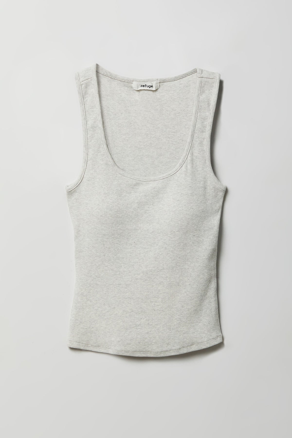 Braless Ribbed Scoop Neck Tank - Heather Grey