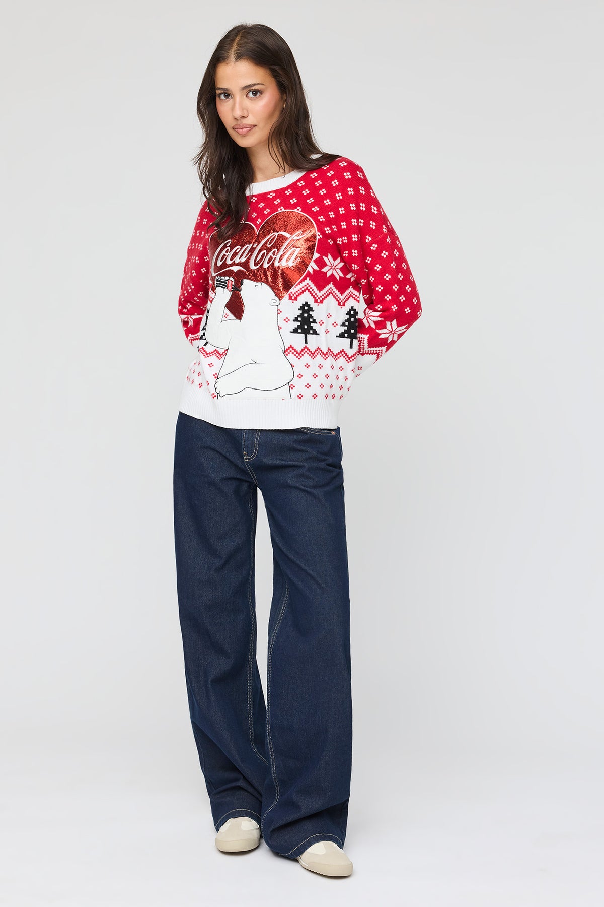 Alt View 3. Coca-Cola Oversized Christmas Sweater - Red