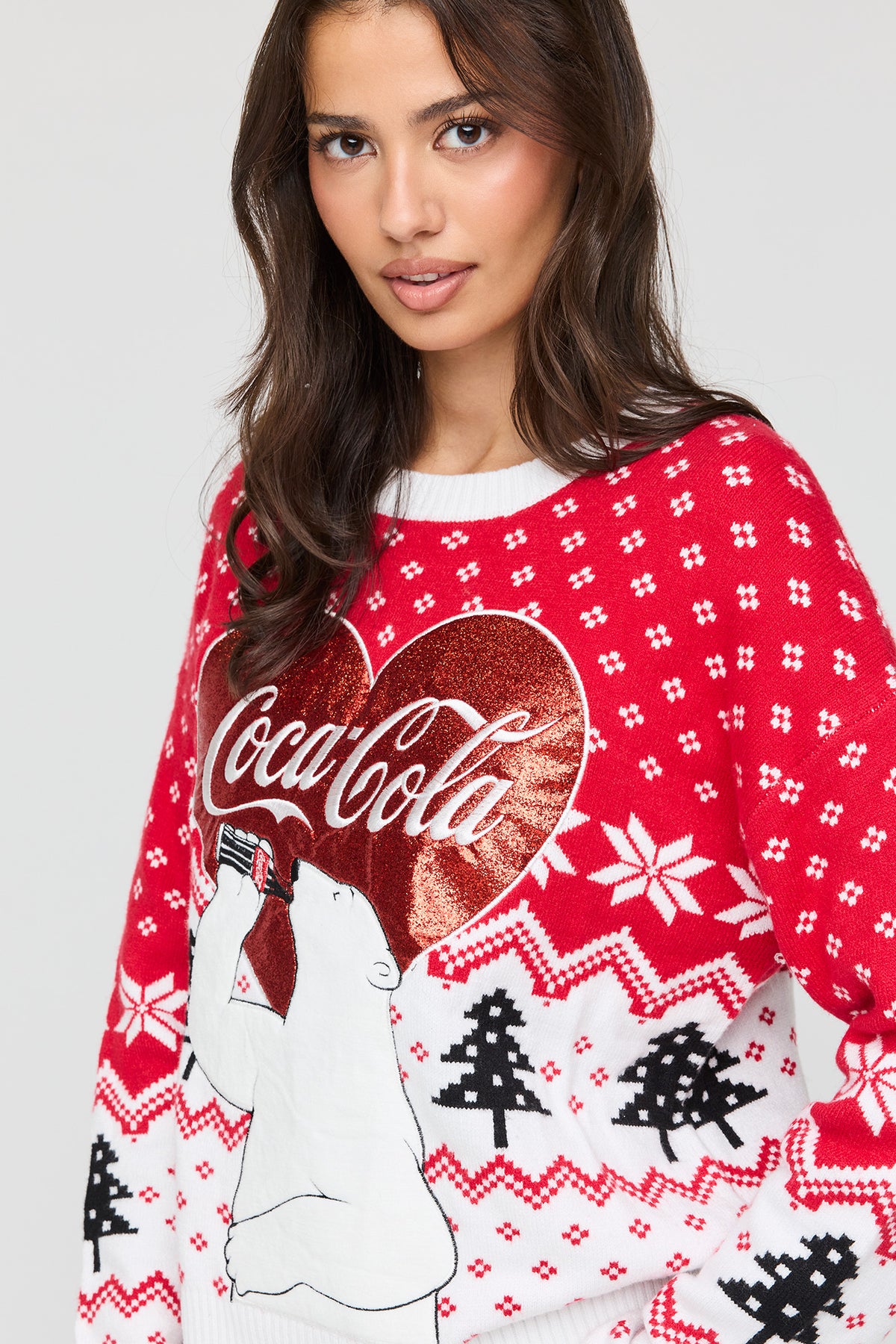 Alt View 4. Coca-Cola Oversized Christmas Sweater - Red