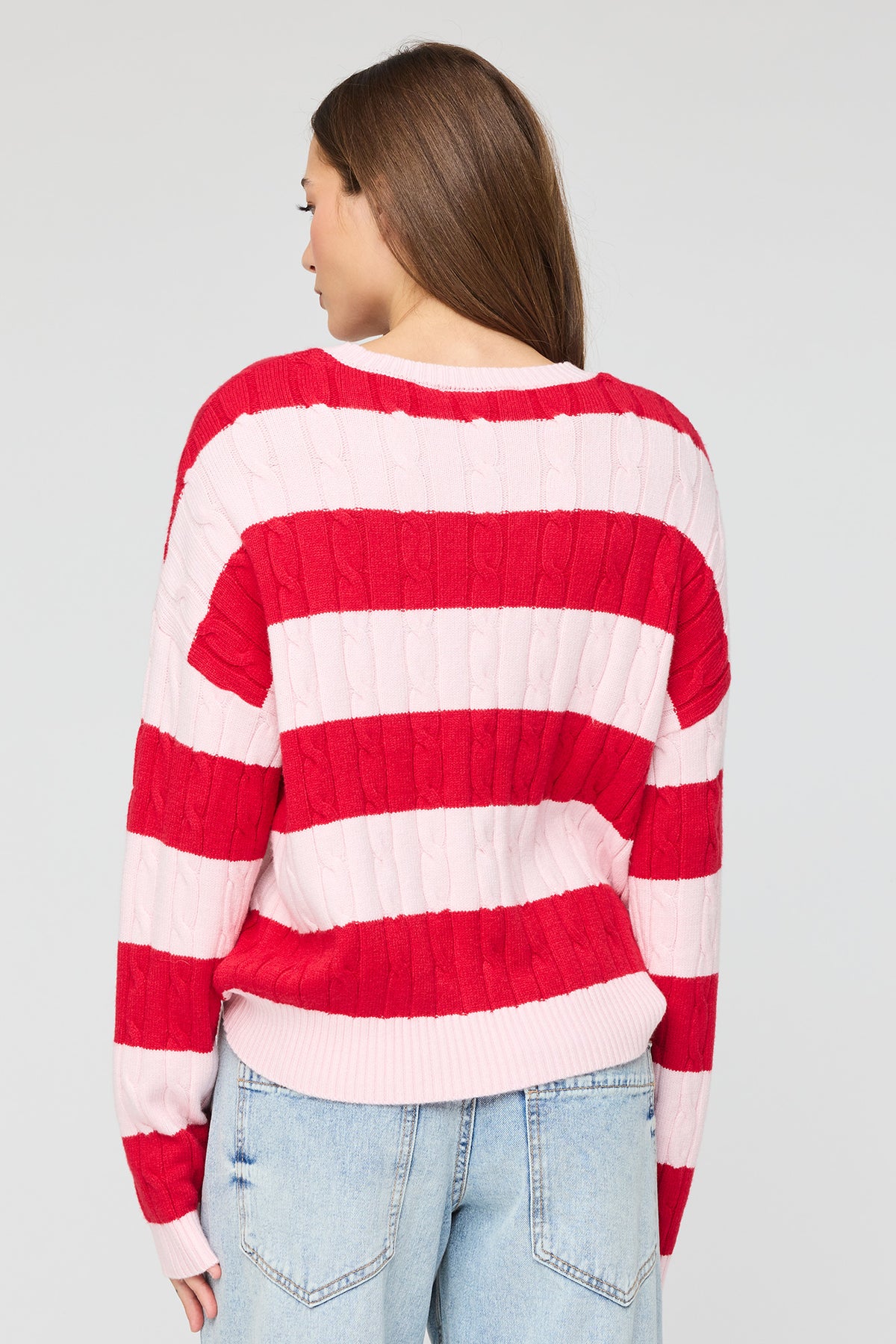 Alt View 2. Be Merry Cable Knit Christmas Sweater - Light Pink