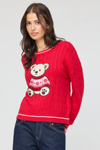 Teddy Cable Knit Boxy Christmas Sweater
