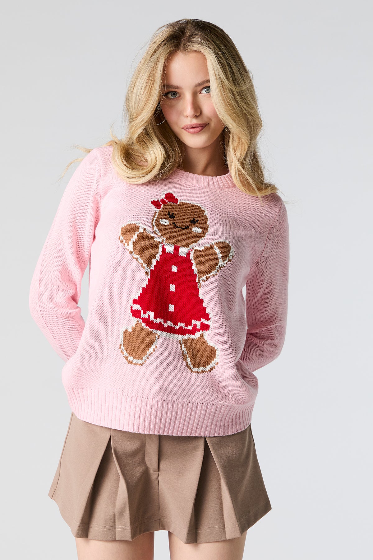 Gingerbread Woman Jacquard Knit Christmas Sweater