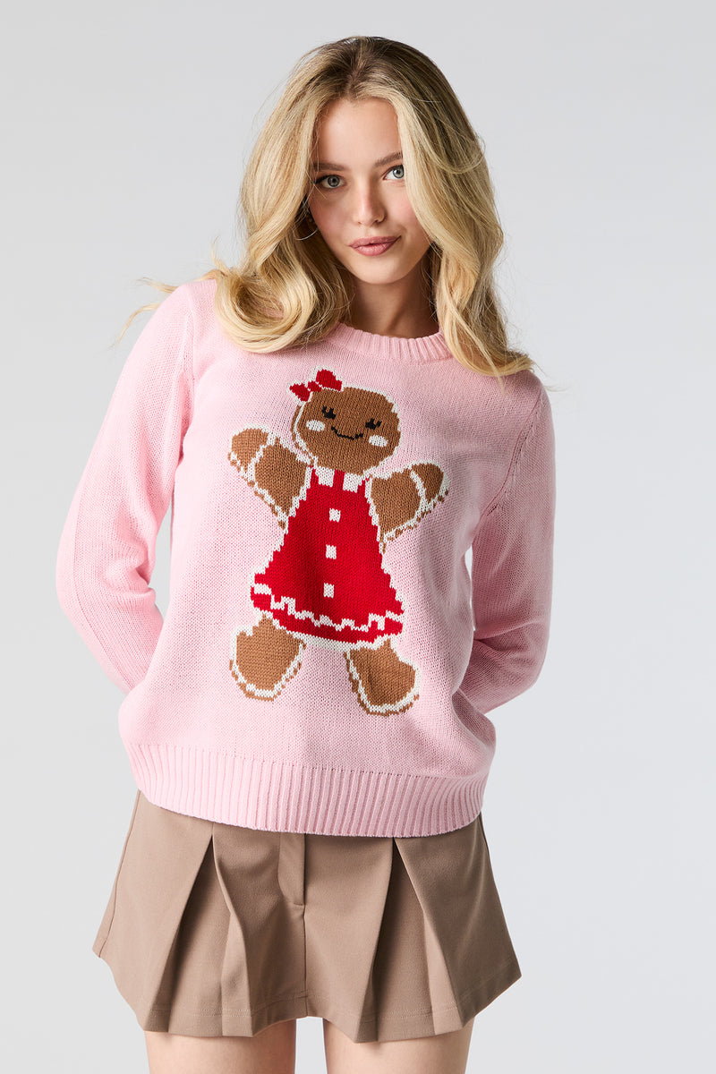 Gingerbread Woman Jacquard Knit Christmas Sweater