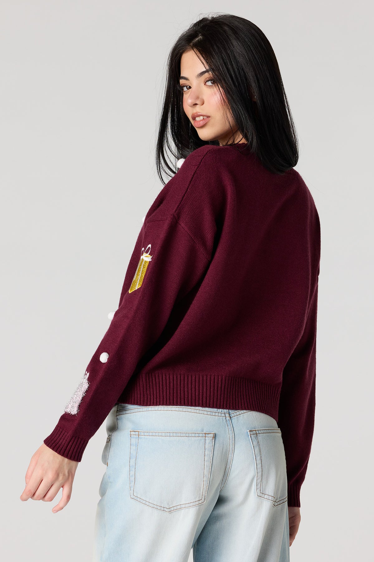 Alt View 2. Present Christmas Sweater - Burgundy