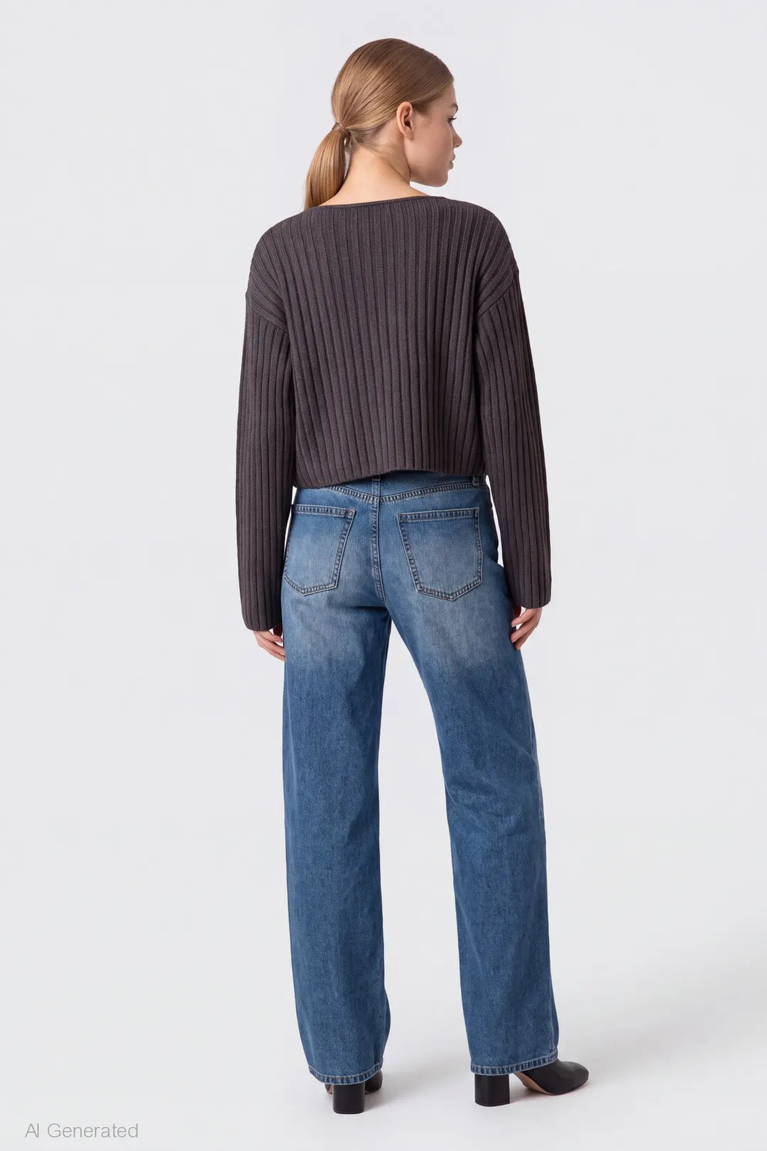 Alt View 2. Brooklyn Low Rise Baggy Medium Jean - Medium Blue