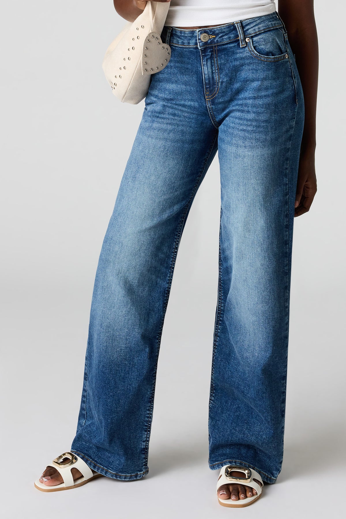 Alt View 2. Paris Stretch High Rise Wide Leg Dark Jean - Denim Blue