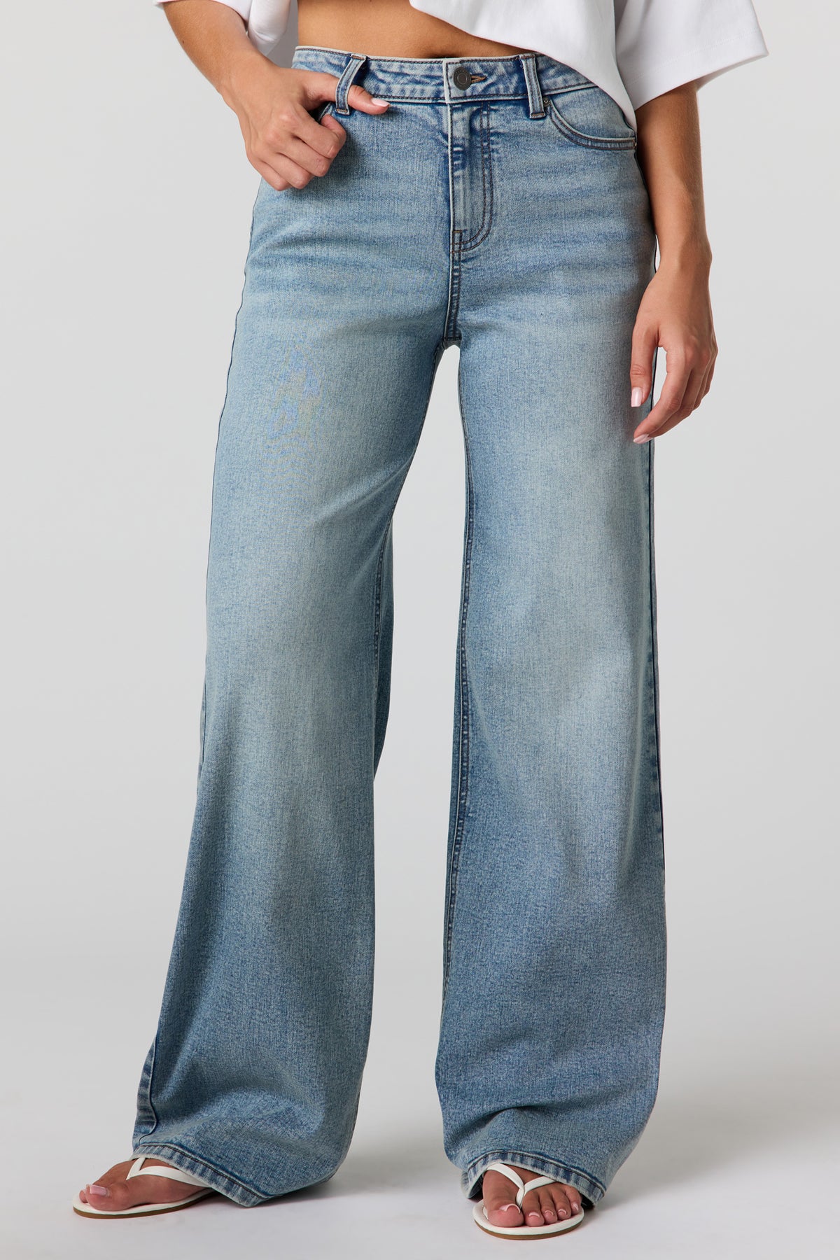 Alt View 2. Paris High Rise Medium Wide Jean - Medium Blue
