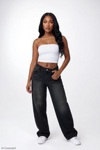 London Low Rise Super Baggy Black Jean