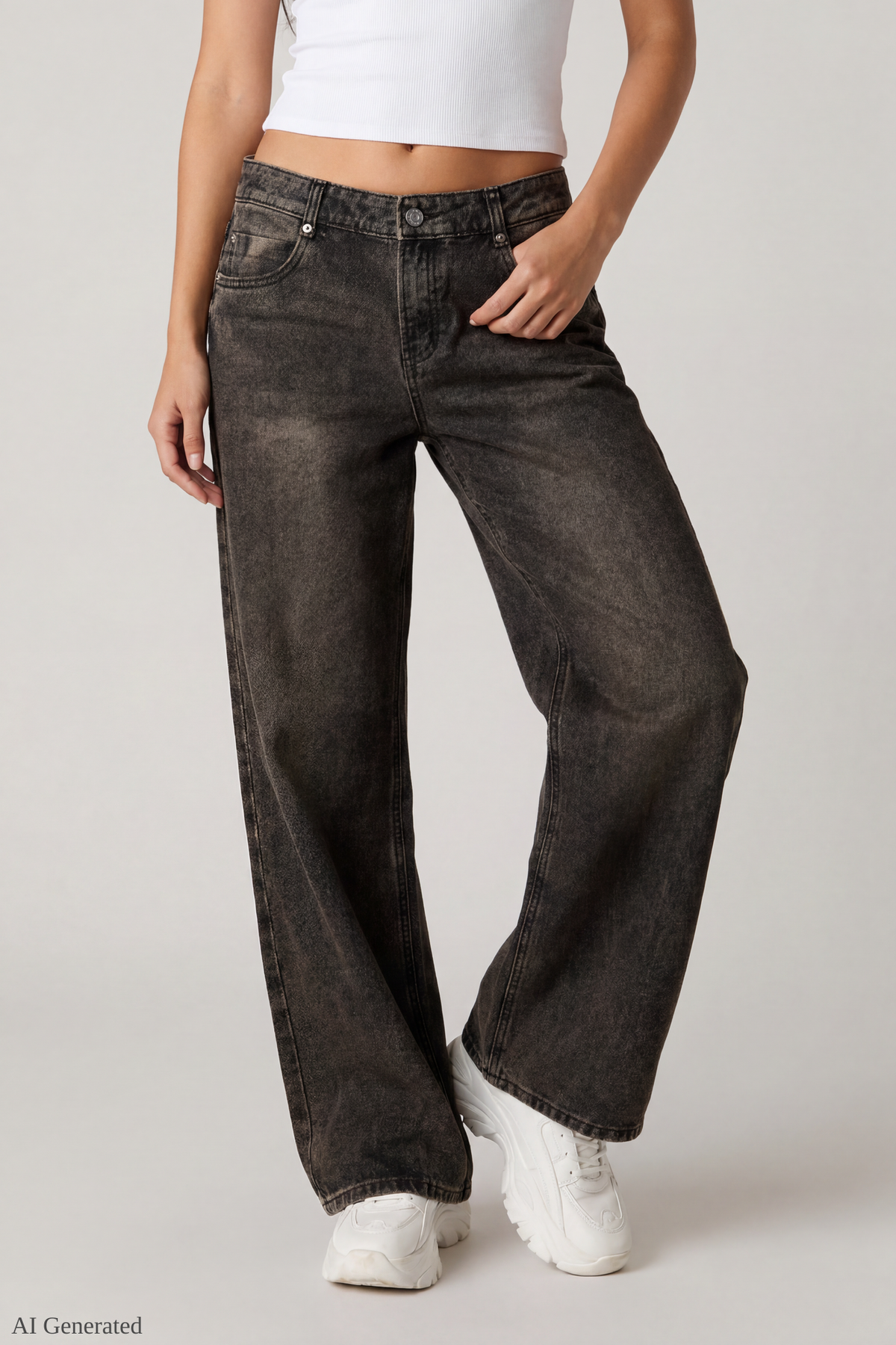 Alt View 3. London Low Rise Super Baggy Vintage Latte Jean - Dark Brown