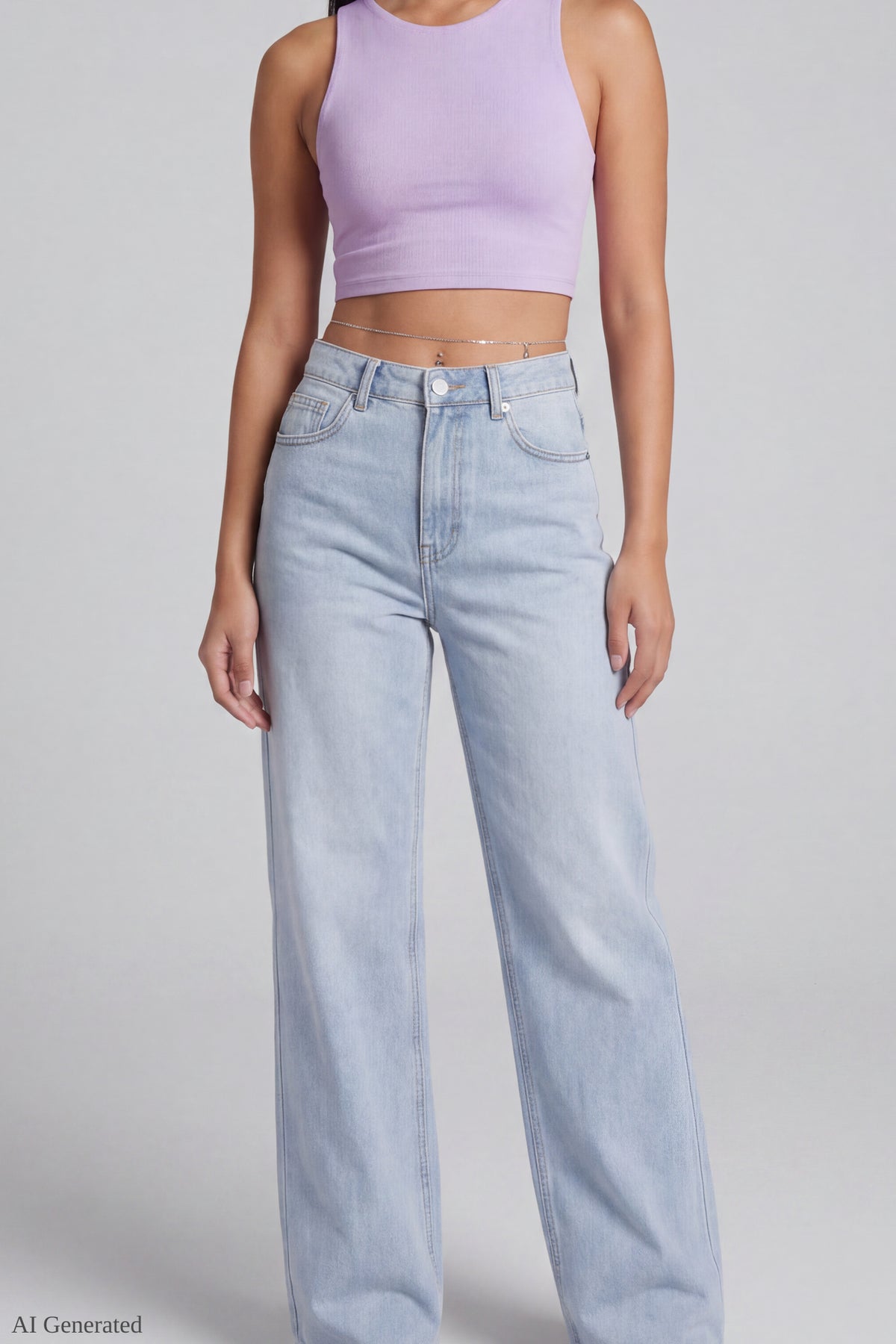 Alt View 3. London Low Rise Super Baggy Light Jean - Light Denim Blue