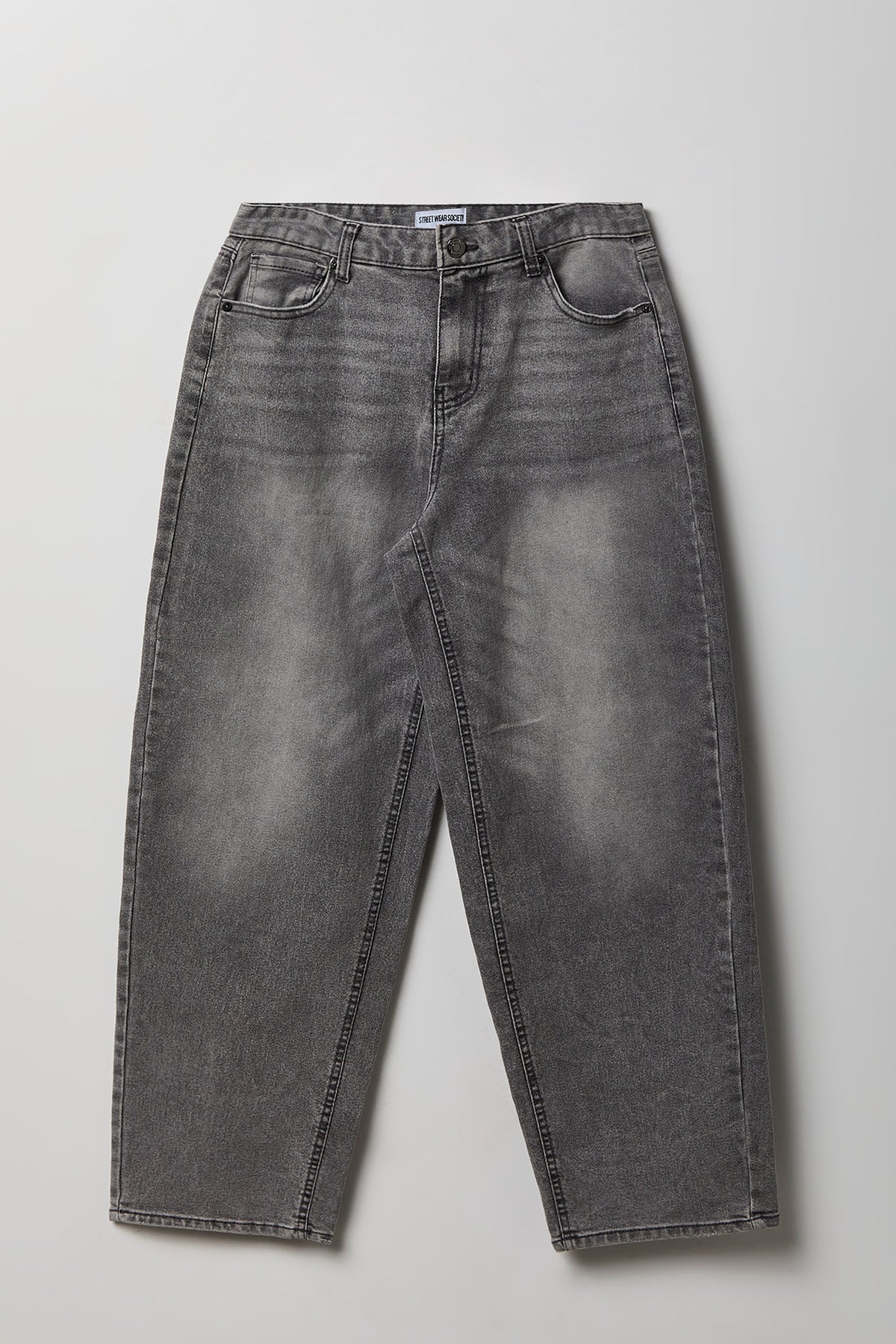 Alt View 4. Stretch High Rise Barrel Grey Jean - Charcoal