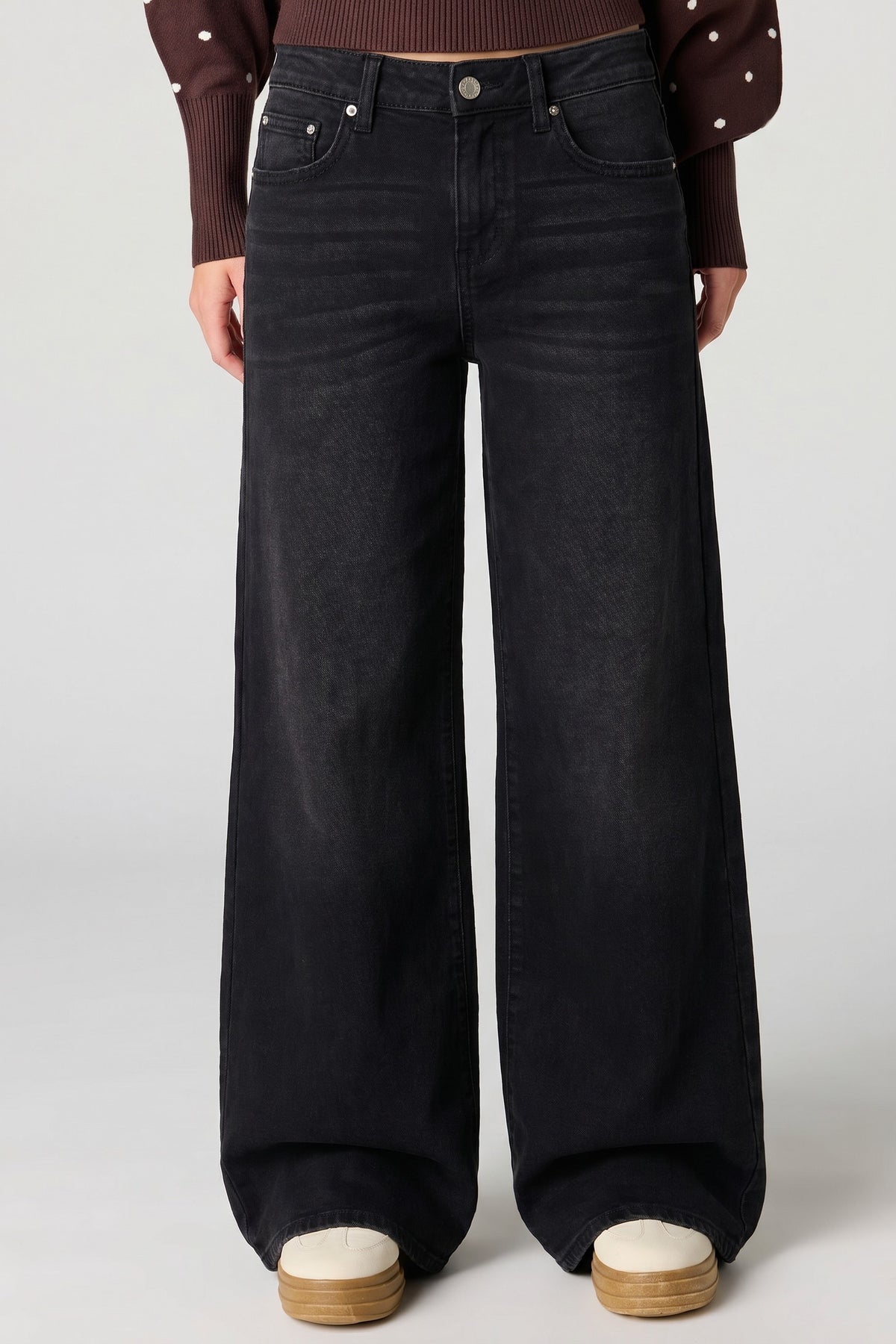 Alt View 2. Soho Stretch Mid Rise Super Baggy Black Jean - Black