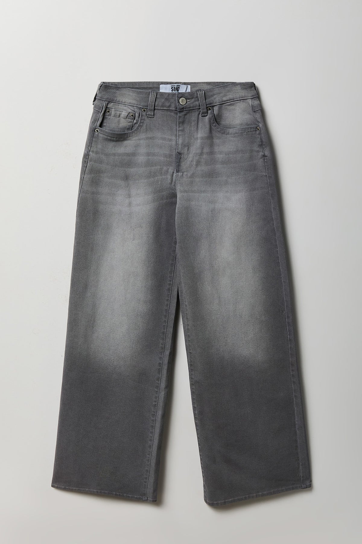 Alt View 4. Soho Stretch Mid Rise Super Baggy Grey Jean - Charcoal