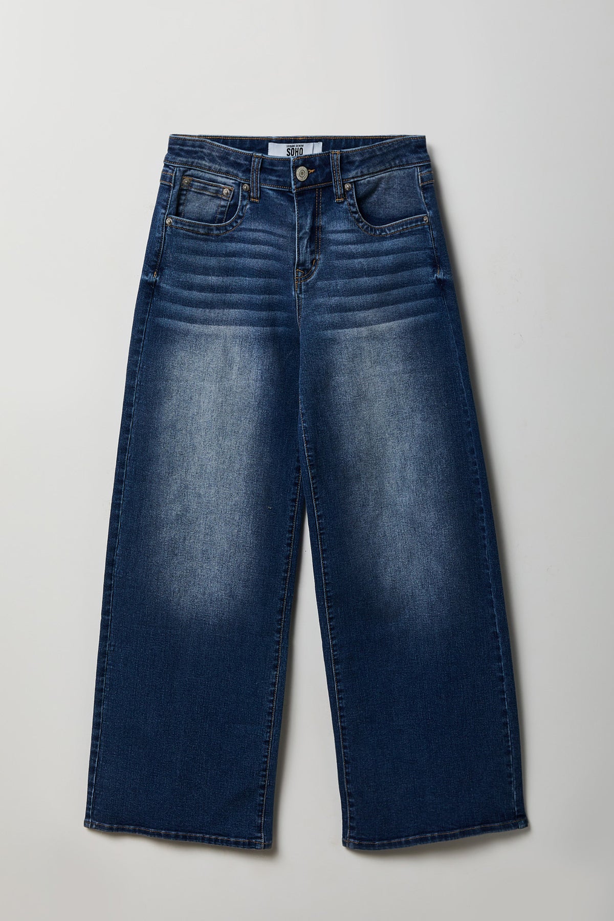 Alt View 4. Soho Stretch Mid Rise Super Baggy Dark Jean - Denim Blue