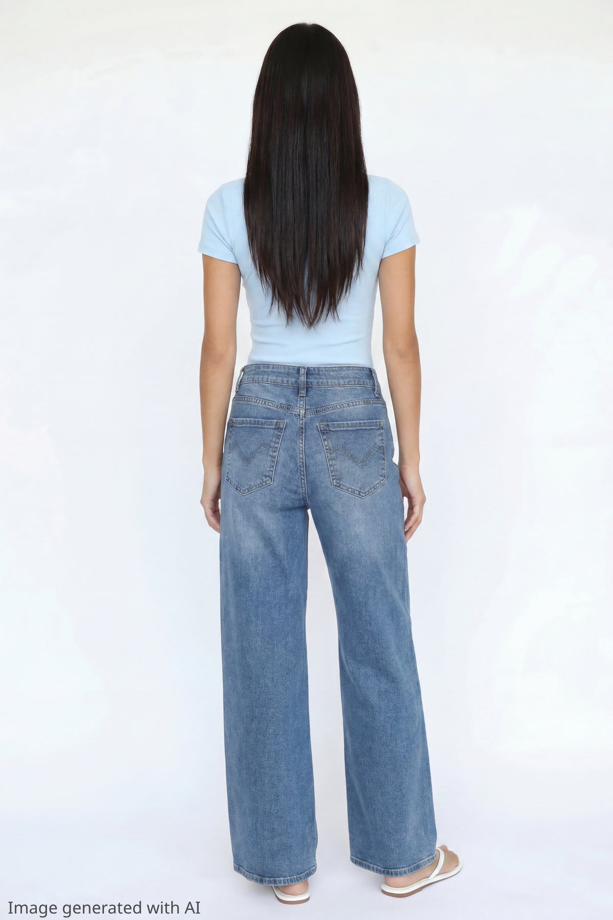 Alt View 2. Stretch Mid Rise Super Baggy Medium Jean - Medium Blue