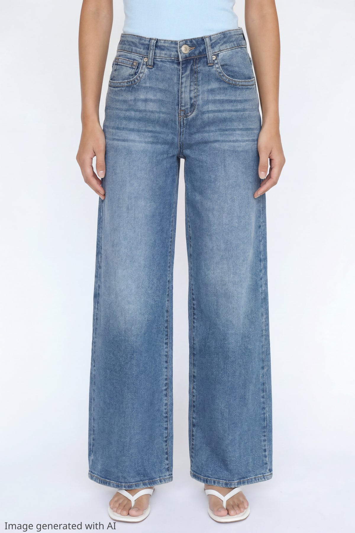 Alt View 3. Stretch Mid Rise Super Baggy Medium Jean - Medium Blue